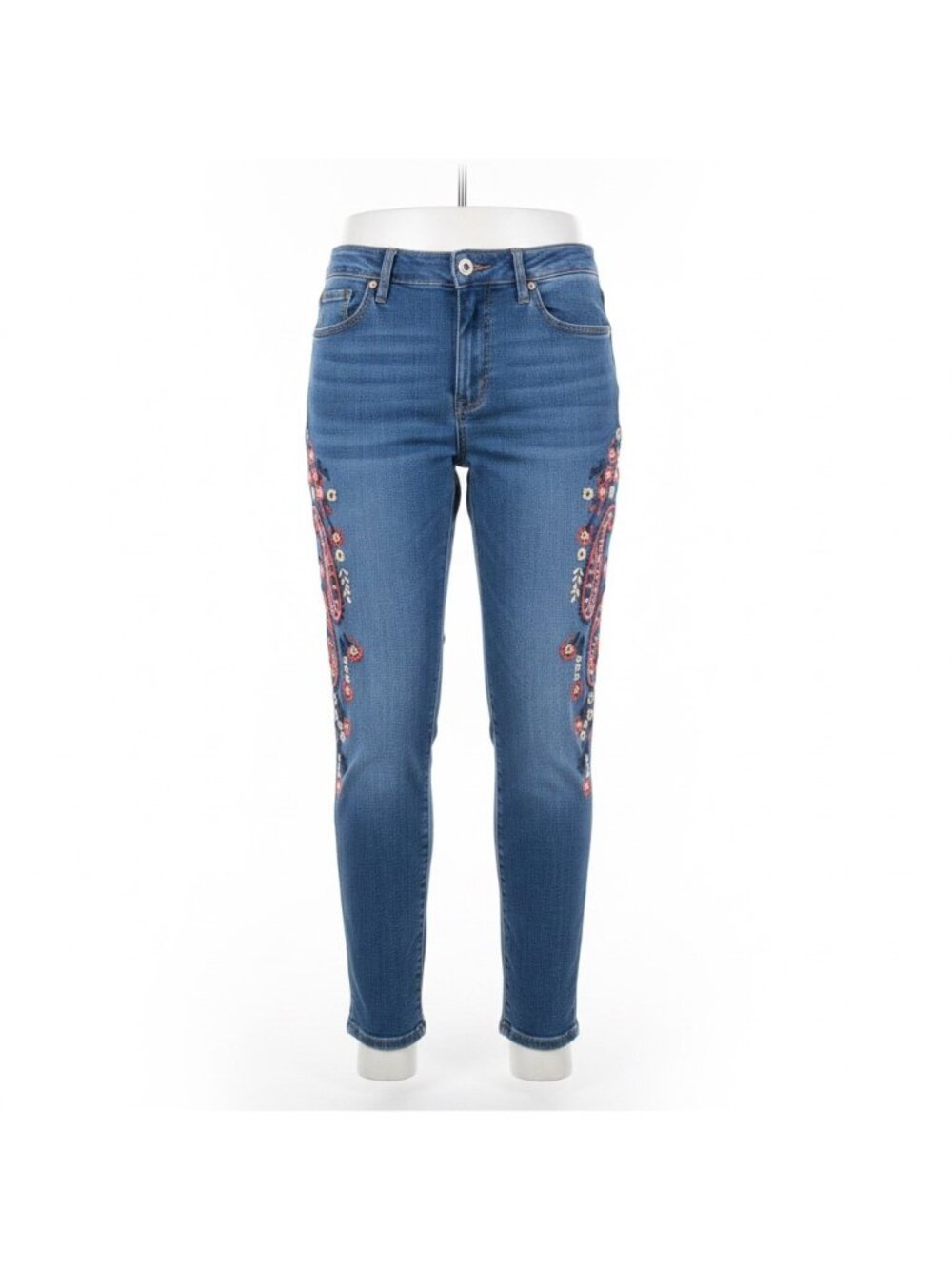 Hilfiger Womens Blue Cotton Blend Embroidered Jeans Slim Fit Floral Print Size 8